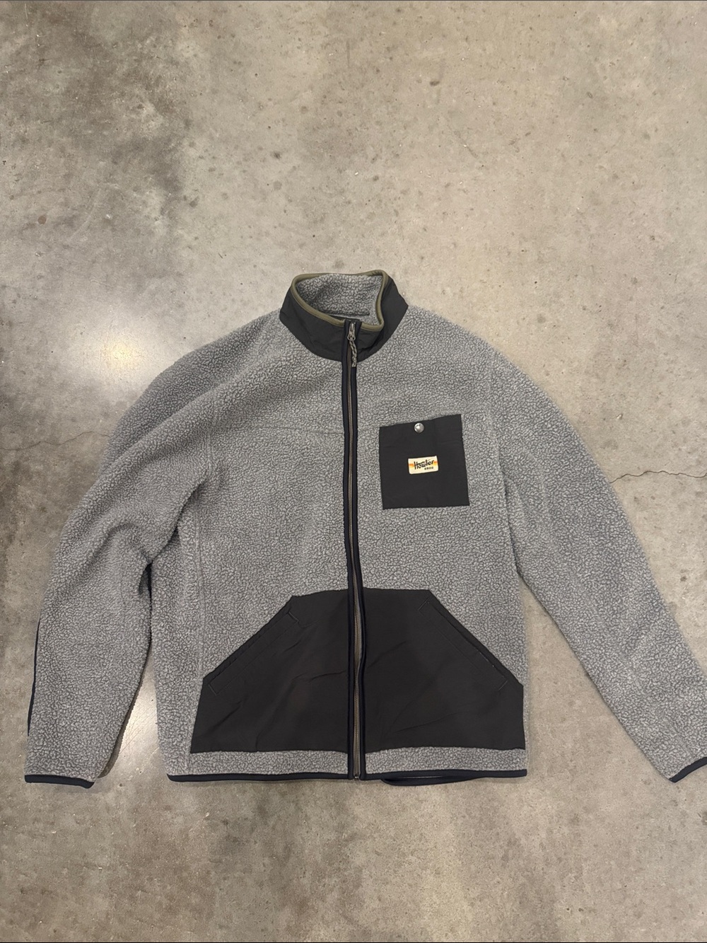 Howler Brothers Talisman Deep Pile Fleece Full Zip Jacket Men’s Large Gray Black